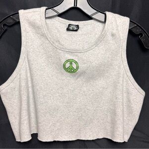 Pacsun Cropped Tank Top With Green Peace Sign, Size L
